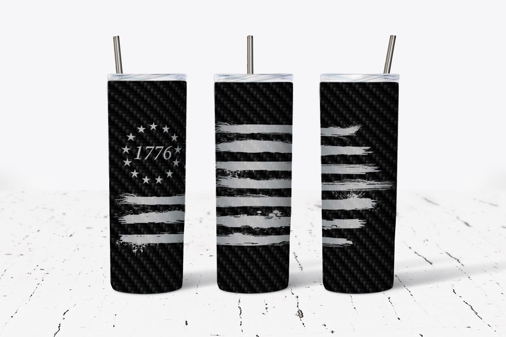 1776 Carbon Flag Grey 20oz Tumbler