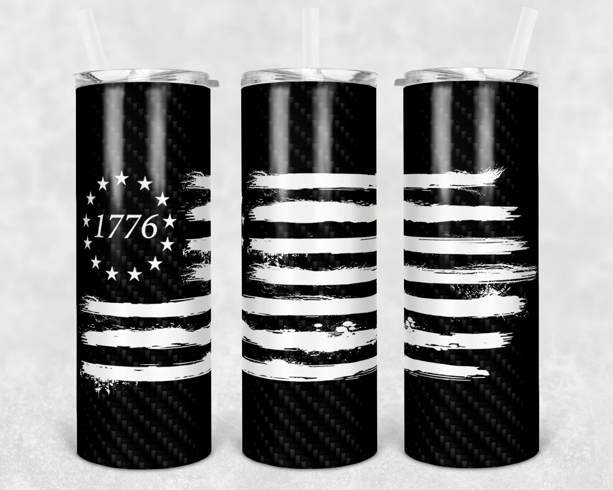 1776 Carbon Flag White 20oz Tumbler