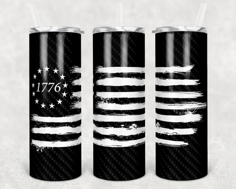 1776 Carbon Flag White 20oz Tumbler