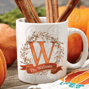 Acorn Wreath Monogram Coffee Mug