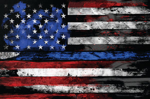 American Flag Color Distressed Blue Line