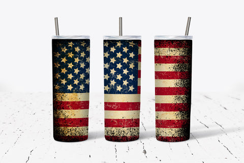 American Flag Distressed Black Background Tumbler