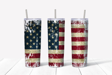 American Flag White Background Tumbler