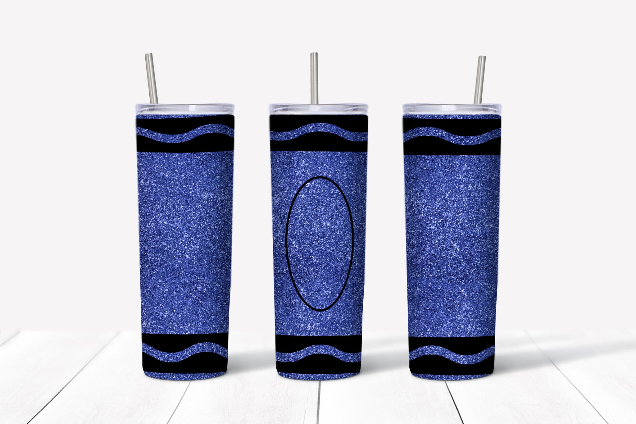 Blue Glitter Crayon 20oz Tumbler