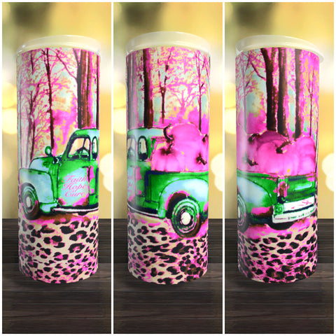 Breast Cancer Pumpkin Truck 20oz Tumbler
