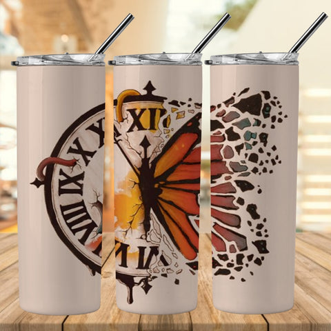 Butterfly Clock 20oz Tumbler
