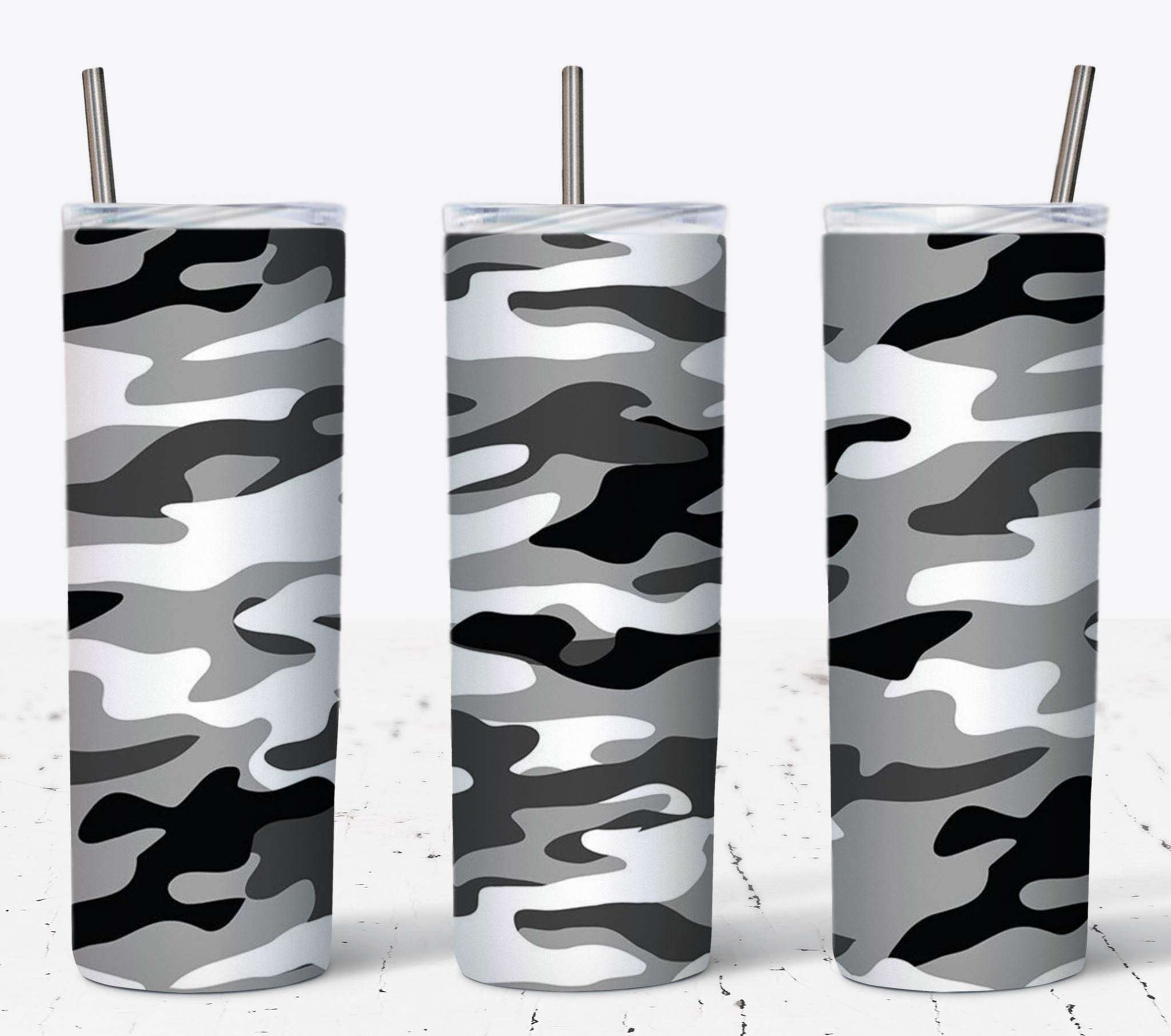 Camo Black N White 20oz Tumbler