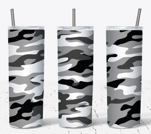Camo Black N White 20oz Tumbler