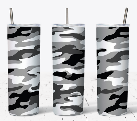 Camo Black N White 20oz Tumbler