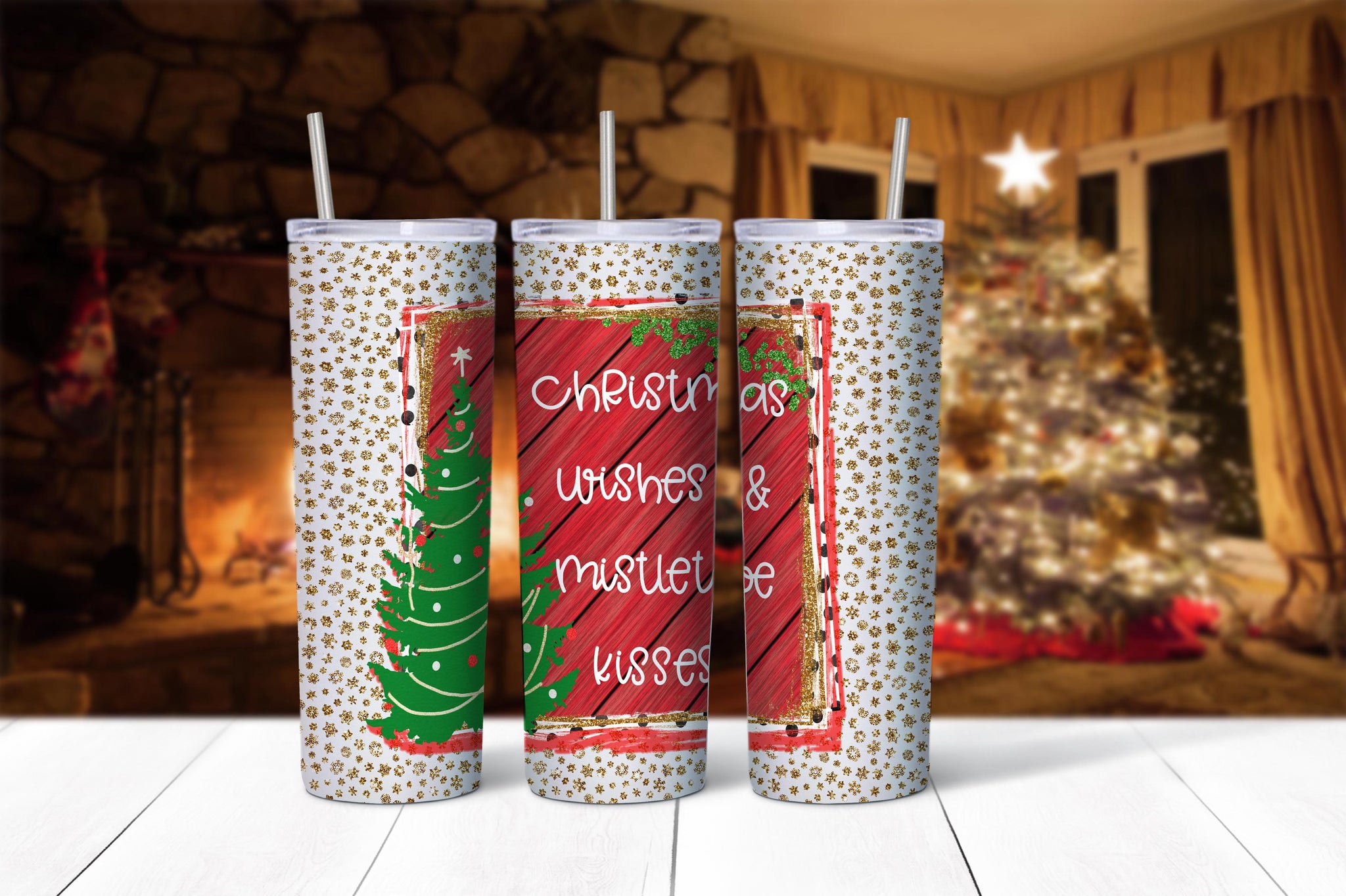 Christmas Wishes Kisses 20oz Tumbler