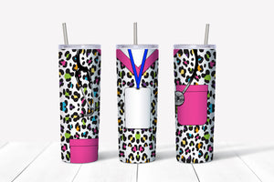 Colorful Cheetah Scrubs - Name Badge Tumbler