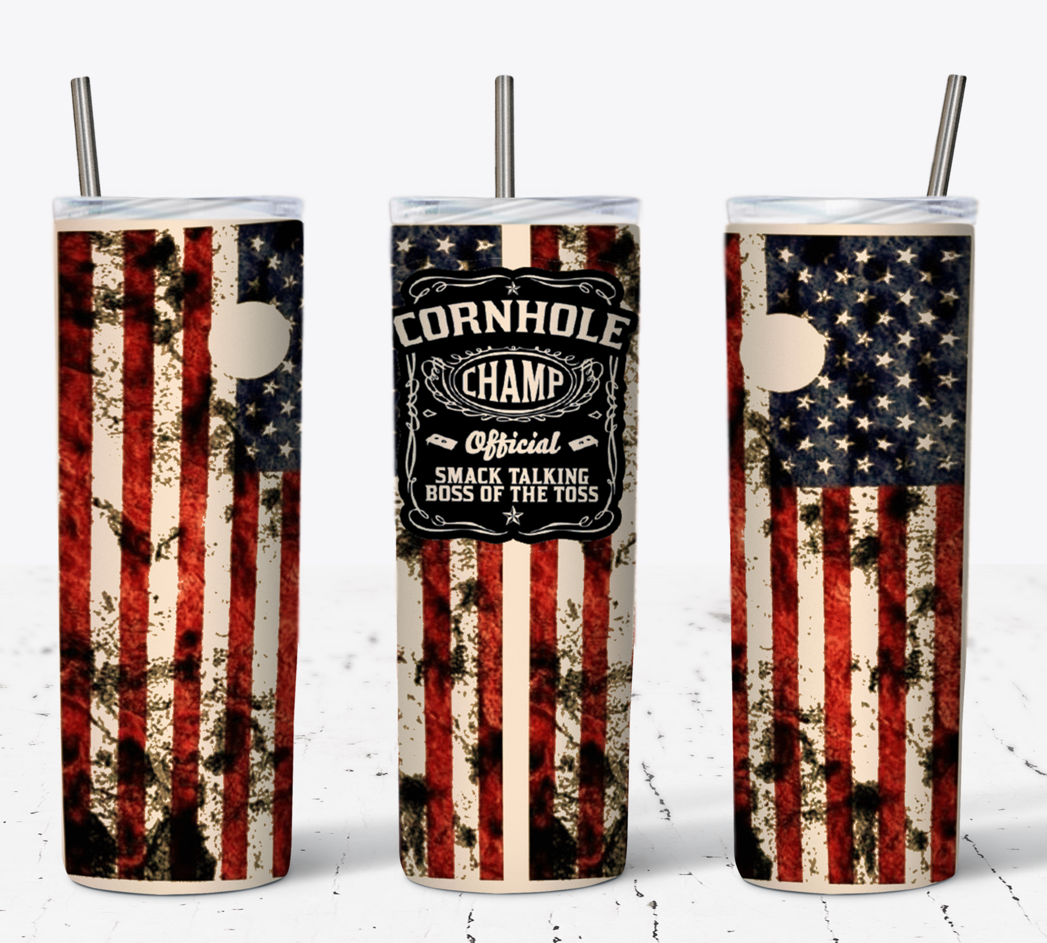 Cornhole American Flag 20oz Tumbler