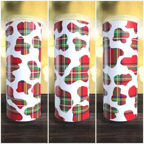 Cow Print Plaid 20oz Tumbler