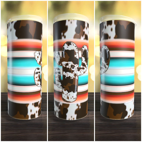 Cowhide Cactus And Serape 20oz Tumbler