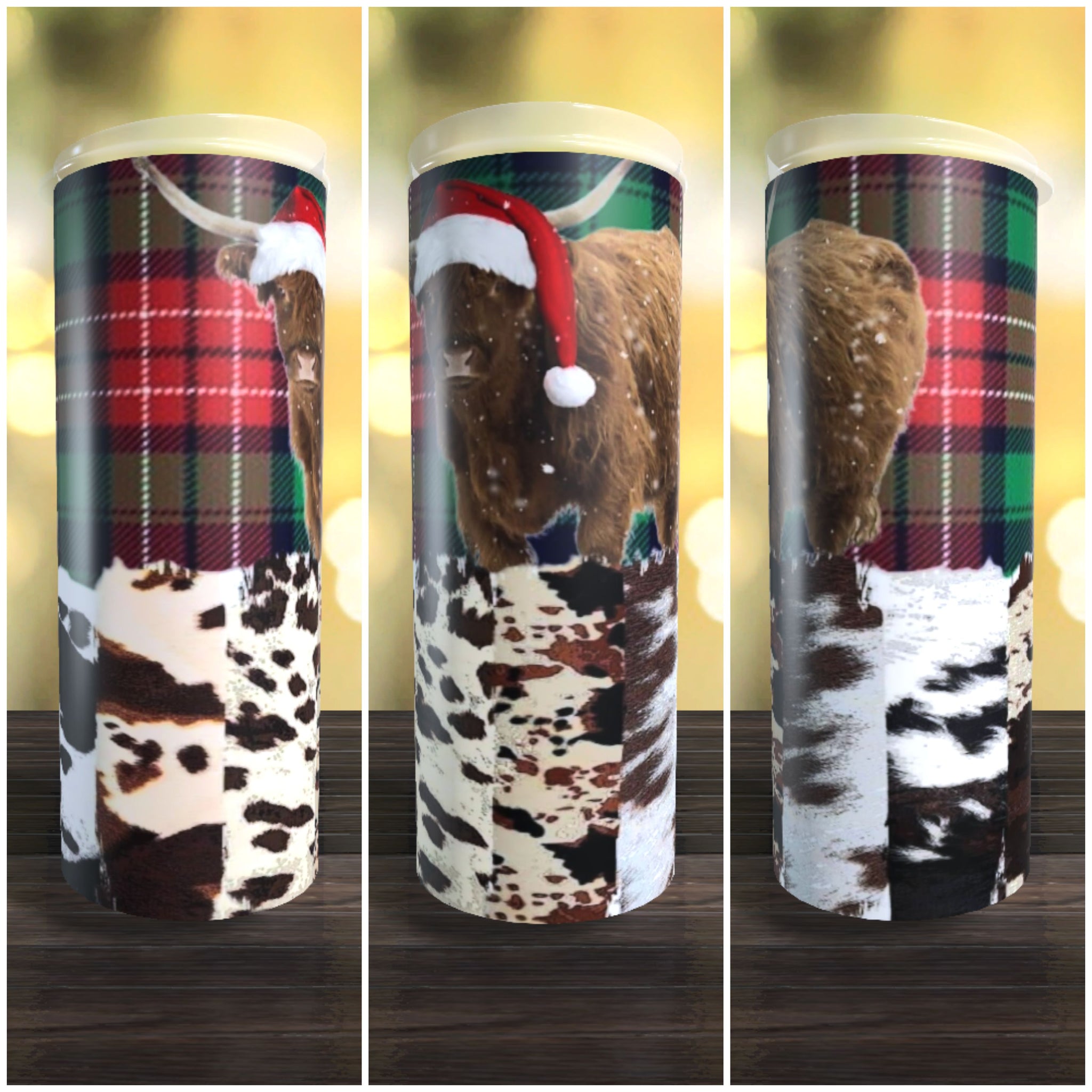 Cowhide N Plaid Cow Christmas 20oz Tumbler