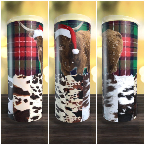 Cowhide N Plaid Cow Christmas 20oz Tumbler