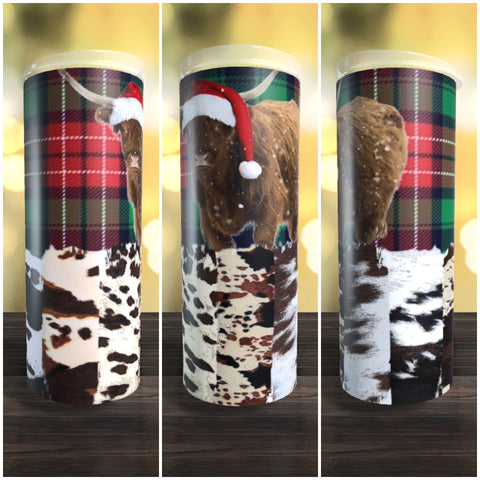 Cowhide N Plaid Cow Christmas 20oz Tumbler