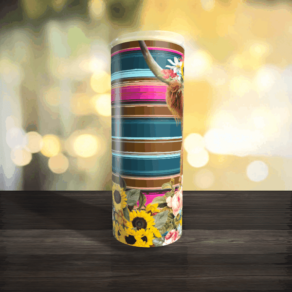 Cow n  Flowers with Serape 20oz Tumbler