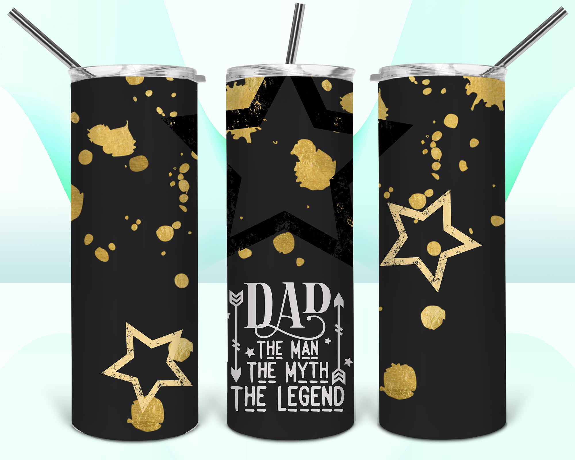 Dad The Man The Myth The Legend with Stars Tumbler