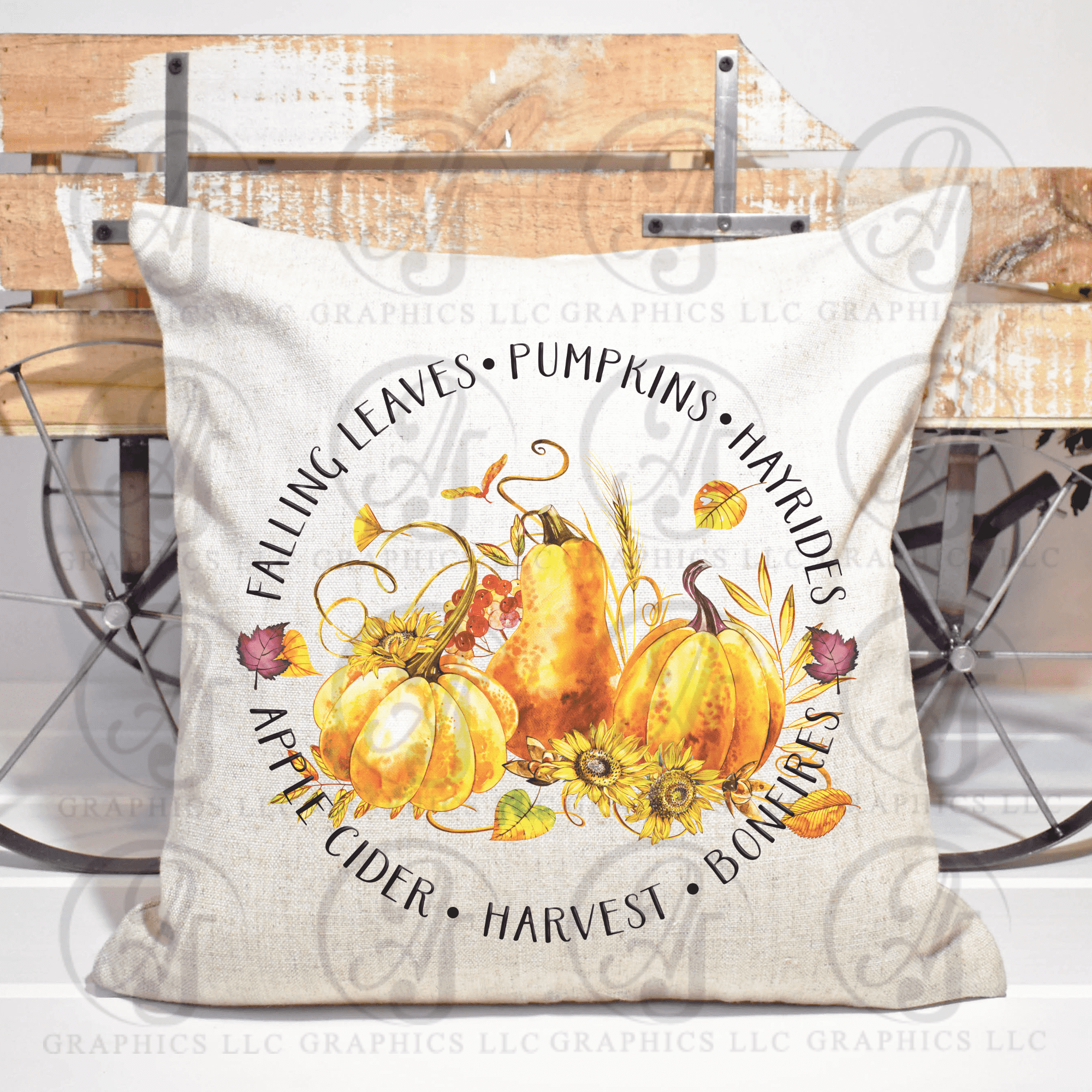 Fall Words Circle Pillow