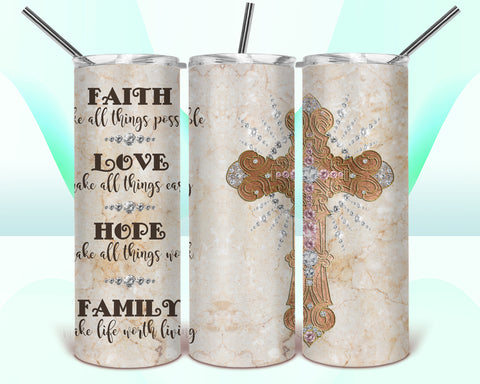 Faith Love Hope Family 20oz Tumbler