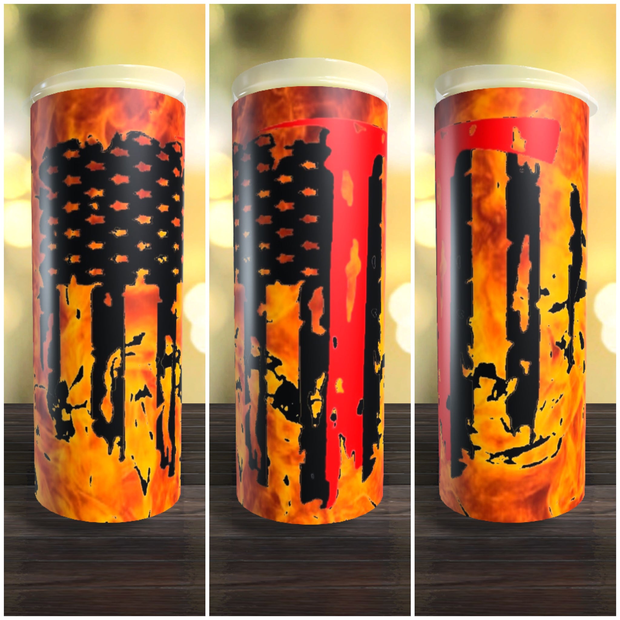 Firefighter American Flag Axe Flames 20oz Tumbler