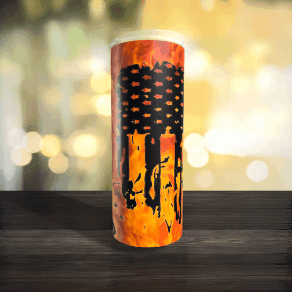 Firefighter American Flag Axe Flames 20oz Tumbler