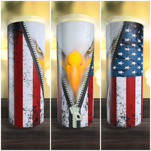 Flag with Eagle Zipper 20oz Tumbler