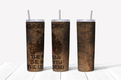 Grandpa The Man The Myth The Legend - Motorcycle - Wood Burn Style