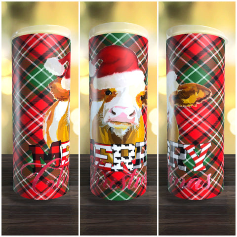 Merry Christmas Cow 2 20oz Tumbler