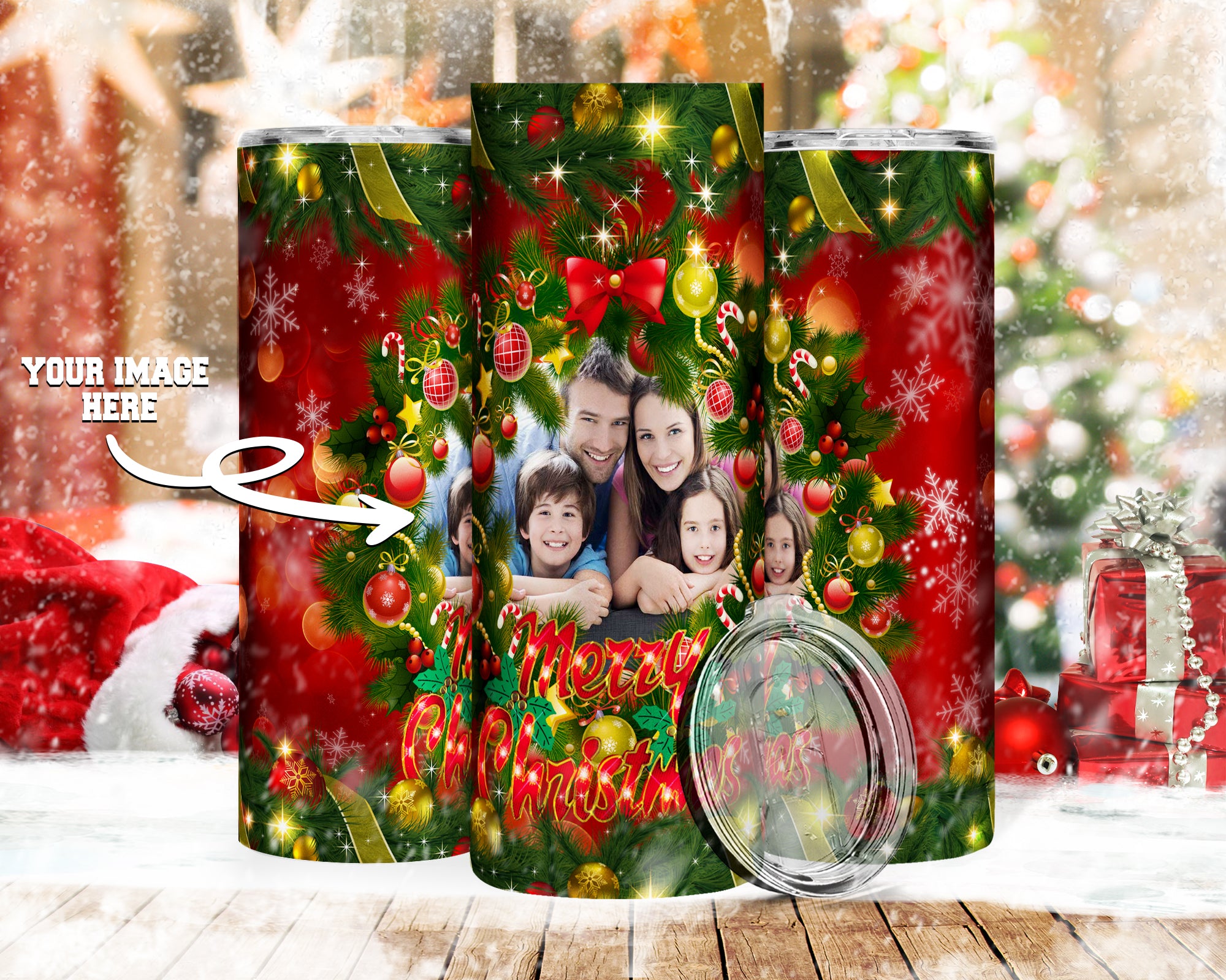 Merry Christmas Wreath Frame 20oz Tumbler