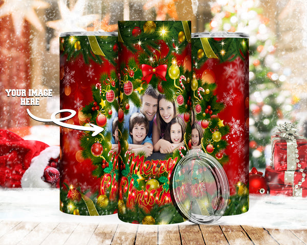 Merry Christmas Wreath Frame 20oz Tumbler