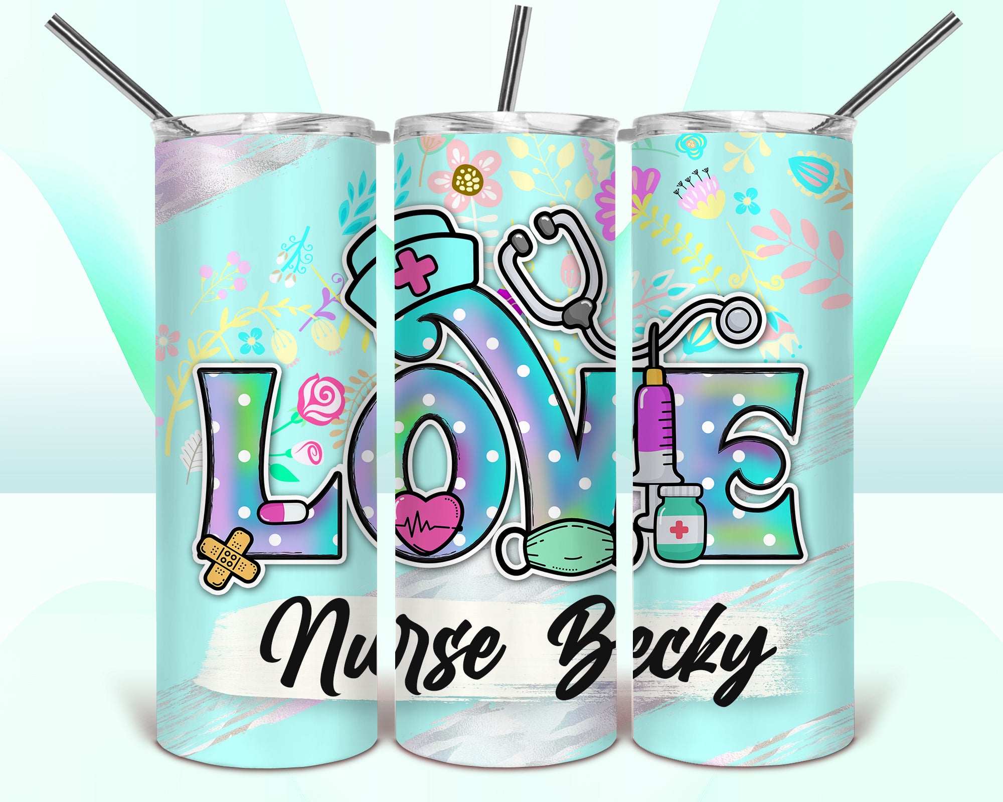 Nurse Love with Name Tumbler