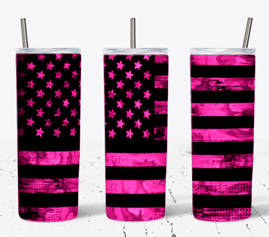Pink Camo Flag 20oz Tumbler