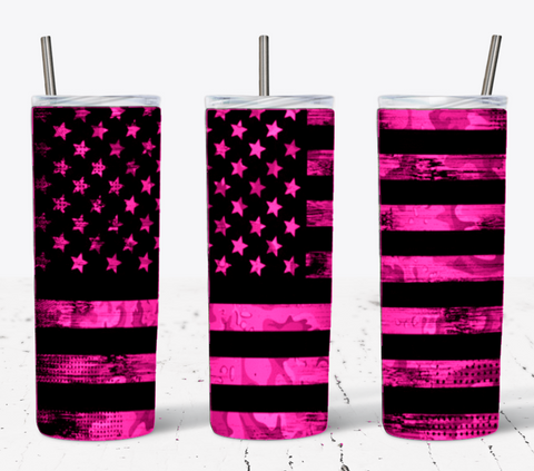 Pink Camo Flag 20oz Tumbler