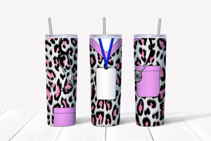 Pink Cheetah Scrubs - Name Badge Tumbler