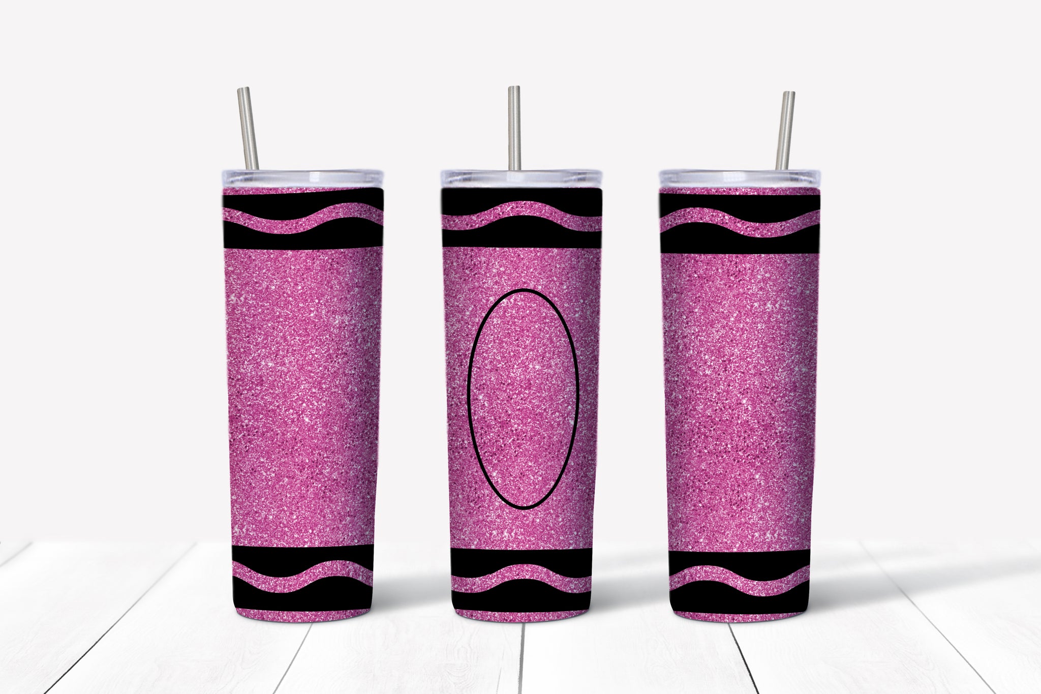 Pink Glitter Crayon 20oz Tumbler