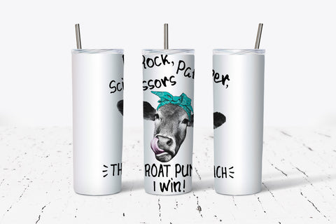 Rock Paper Scissors Throat Punch Cow 20oz Tumbler