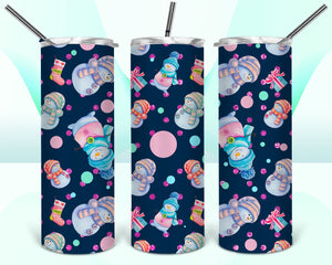 Snowmen Dark Blue 20oz Tumbler