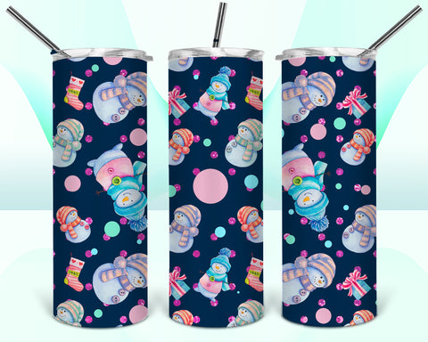 Snowmen Dark Blue 20oz Tumbler