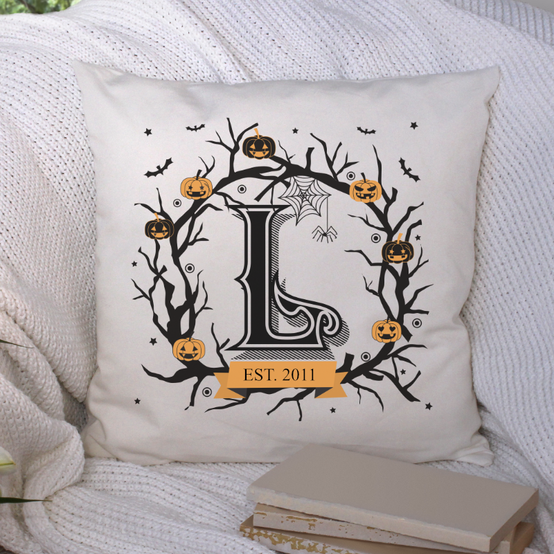 Spooky Halloween Monogram Pillow