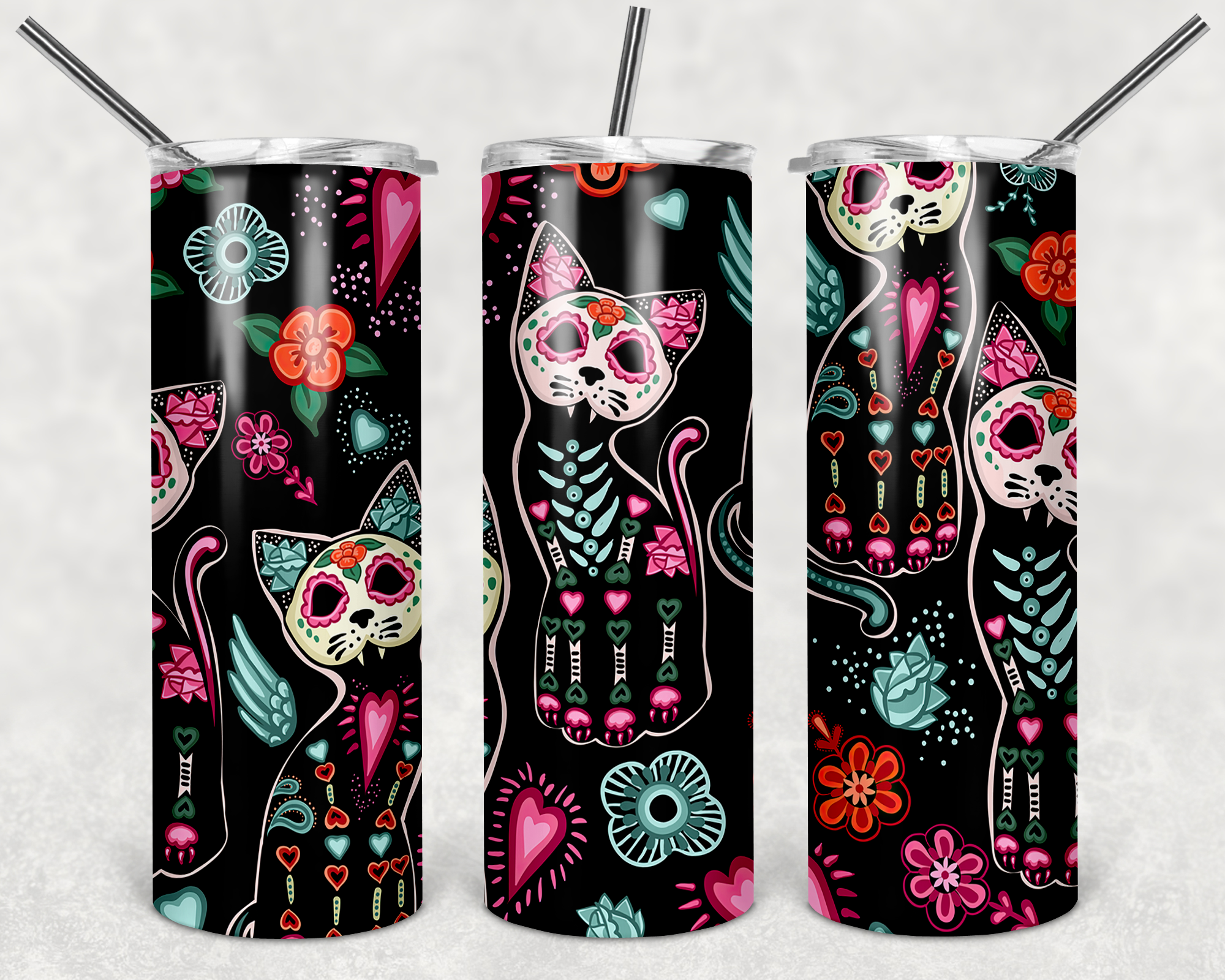 Sugar Skull Cat 20oz Tumbler