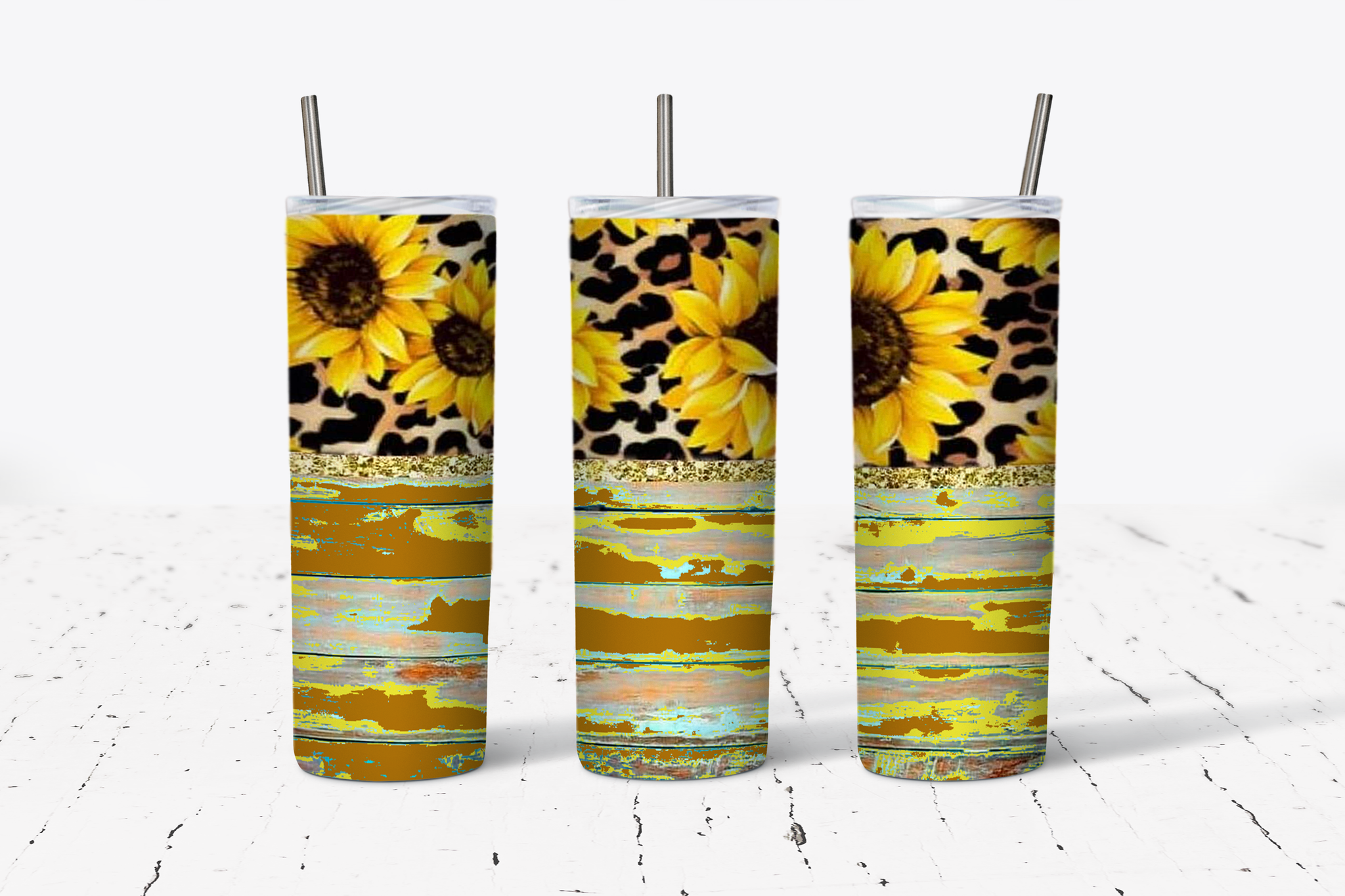 Sunflower Distressed Wood 1 20oz Tumbler