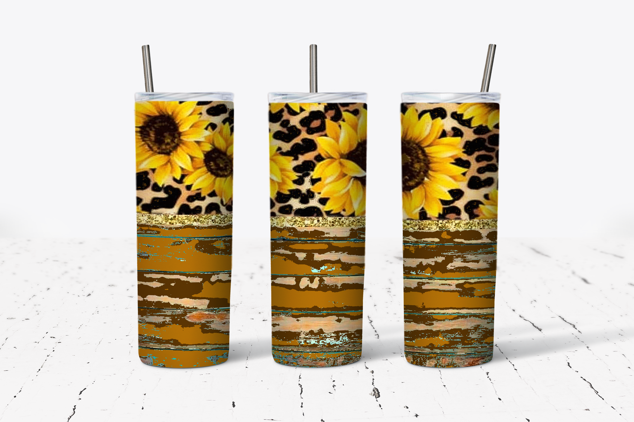 Sunflower Distressed Wood 2 20oz Tumbler
