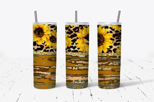 Sunflower Distressed Wood 2 20oz Tumbler