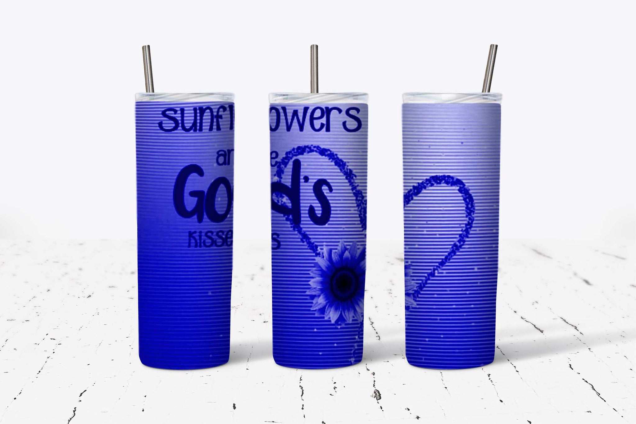 Sunflowers and Gods Kisses Blue 20oz Tumbler