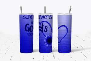 Sunflowers and Gods Kisses Blue 20oz Tumbler