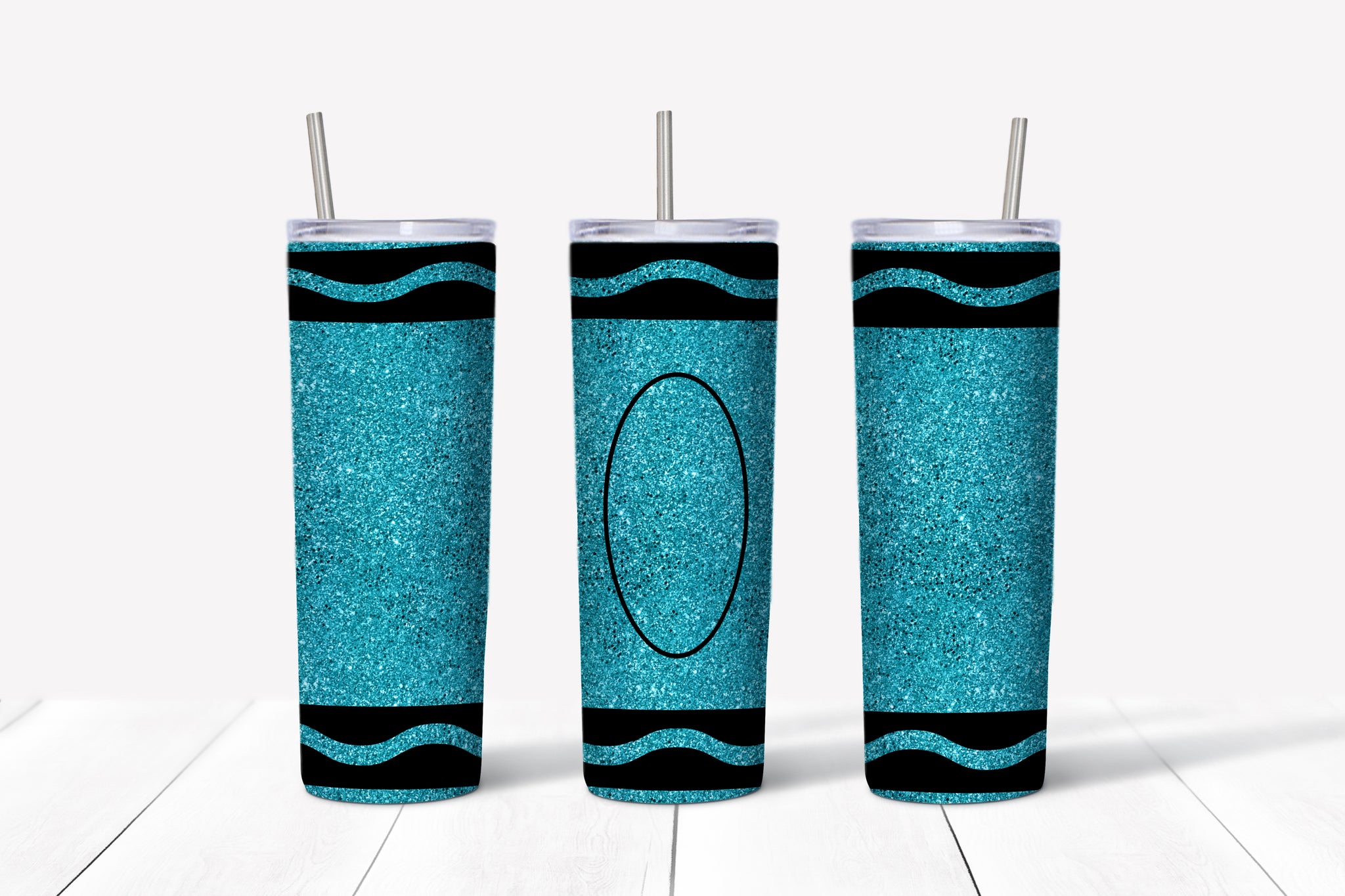 Turquoise Glitter Crayon 20oz Tumbler