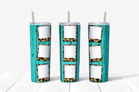 Turquoise Wood Cheetah Frame Collage 20oz Tumbler