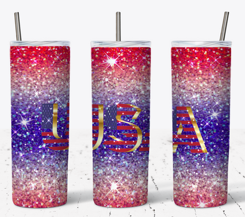 USA Glitter 20oz Tumbler